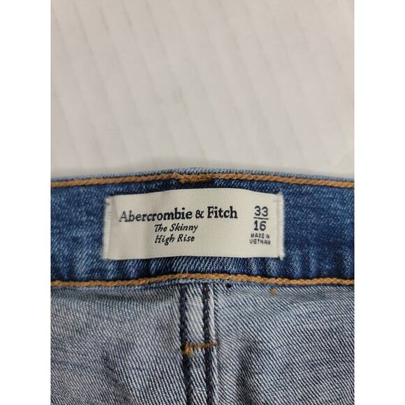 Abercrombie & Fitch Jeans Womens Sz 33 The Skinny High Rise Distressed Stretch - Picture 6 of 10